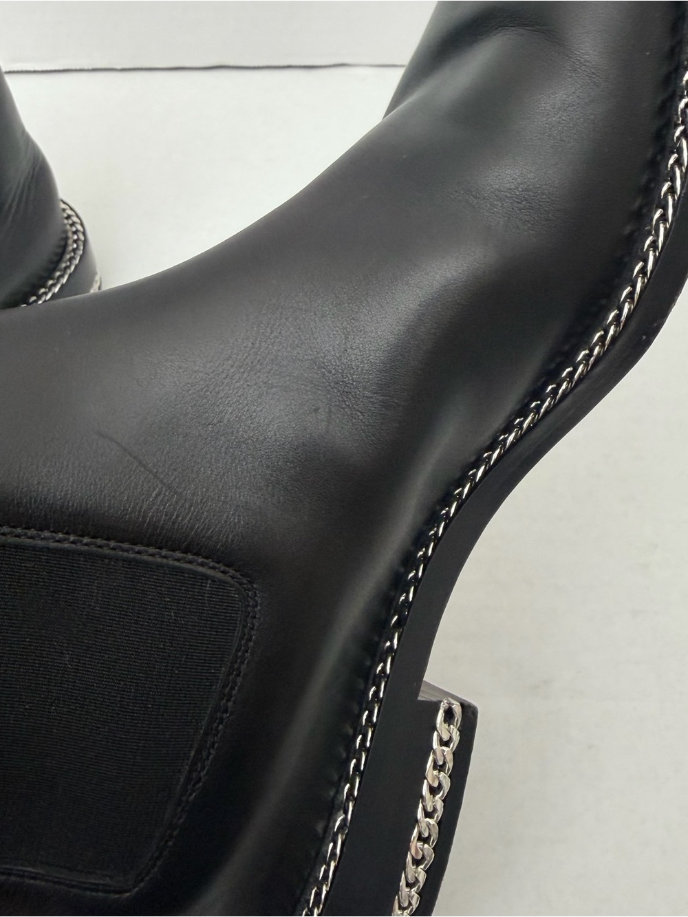 Givenchy Black Chain-Link Trim Chelsea Boots Size 38 (US Women’s 7.5-8) - Picture 9 of 16